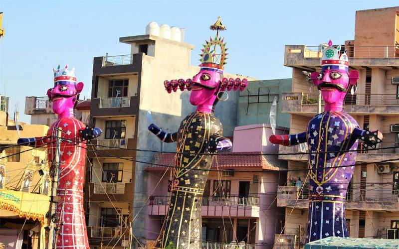 Ravana, Kumbhakaran, and Meghanad Idols in Dussehra Festival
