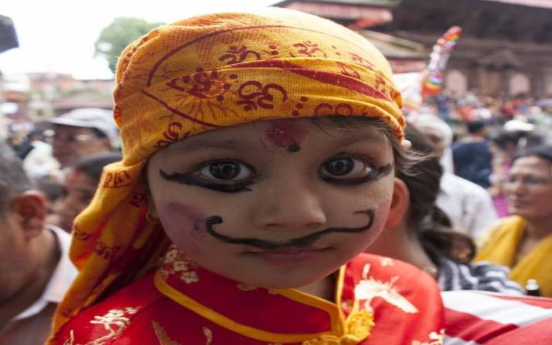 makeup in Gaj Jatra Festival in Nepal